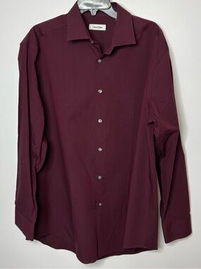 Calvin Klein Men's Wine Button-Up Dress Shirt